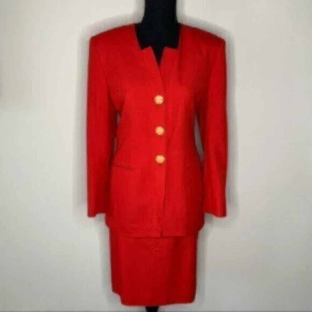 Stirling Cooper Red Vintage Two Piece Skirt Suit Set
